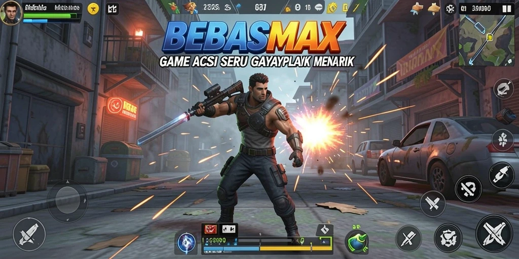Screenshot gameplay BEBASMAX menampilkan aksi mendebarkan dan grafis mengagumkan.