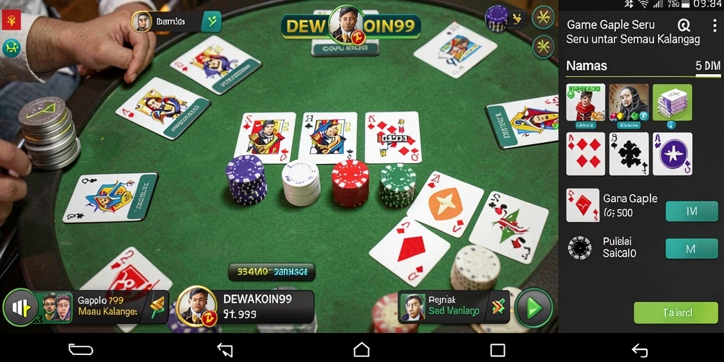 Tampilan gameplay seru DEWAKOIN99 dalam bermain Gaple.