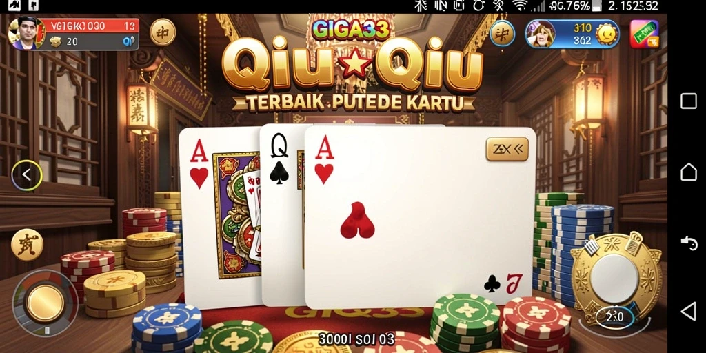 Tampilan gameplay seru GIGA33 dengan fitur QiuQiu yang menarik.
