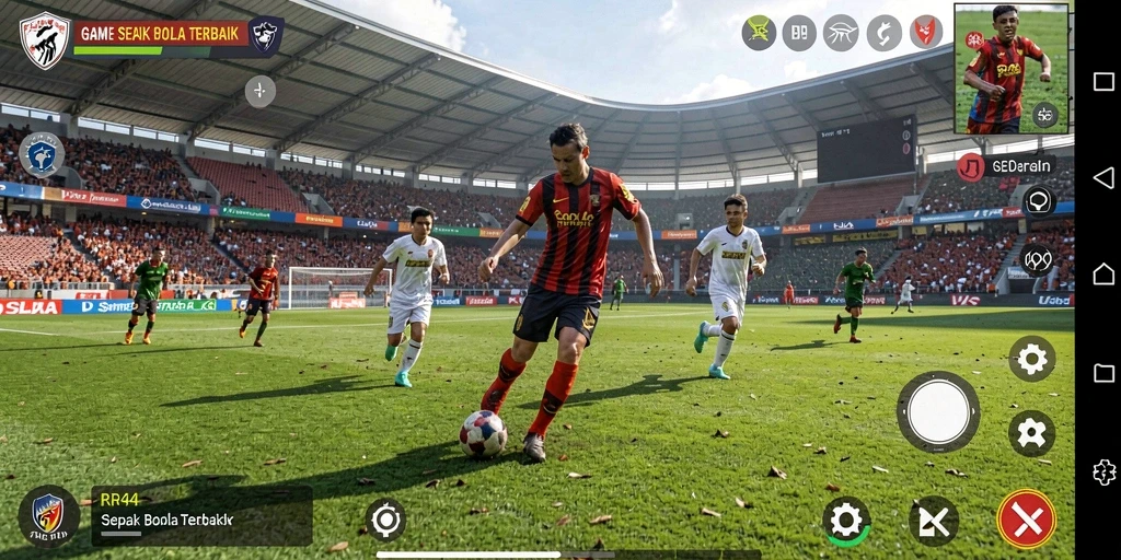 Tampilan aksi mendebarkan dalam game sepak bola RR44.