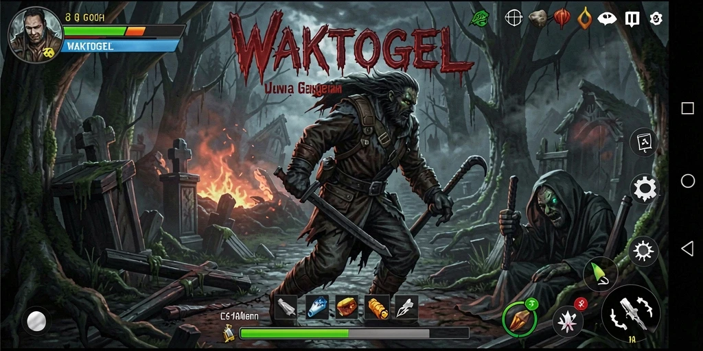 Screenshot menakutkan dari gameplay WAKTOGEL dalam suasana horror.